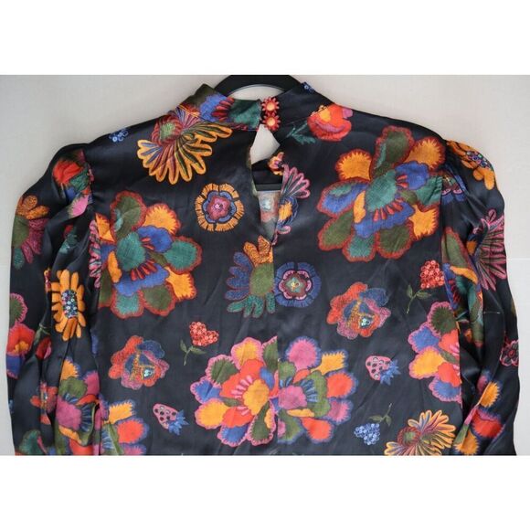 Farm Rio x Anthropologie 301973 Women's Sz XL Multi Lilys Garden L/S Blouse - Picture 7 of 12